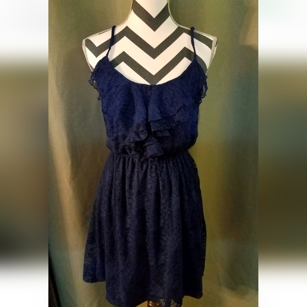 My Michelle Elegant Navy Blue Lace Dress Size L